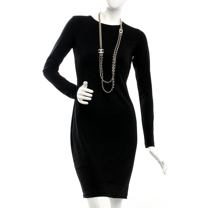 Chanel Lambskin CC Long Chain Necklace Black Gold 2 of 7