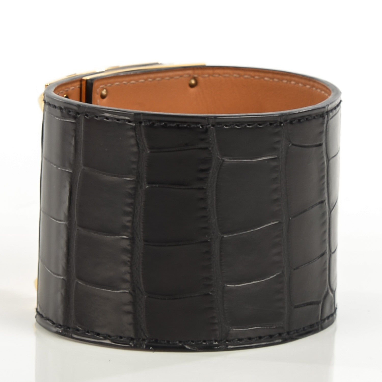 Hermes Matte Alligator Extreme Bracelet S Black 3 of 8