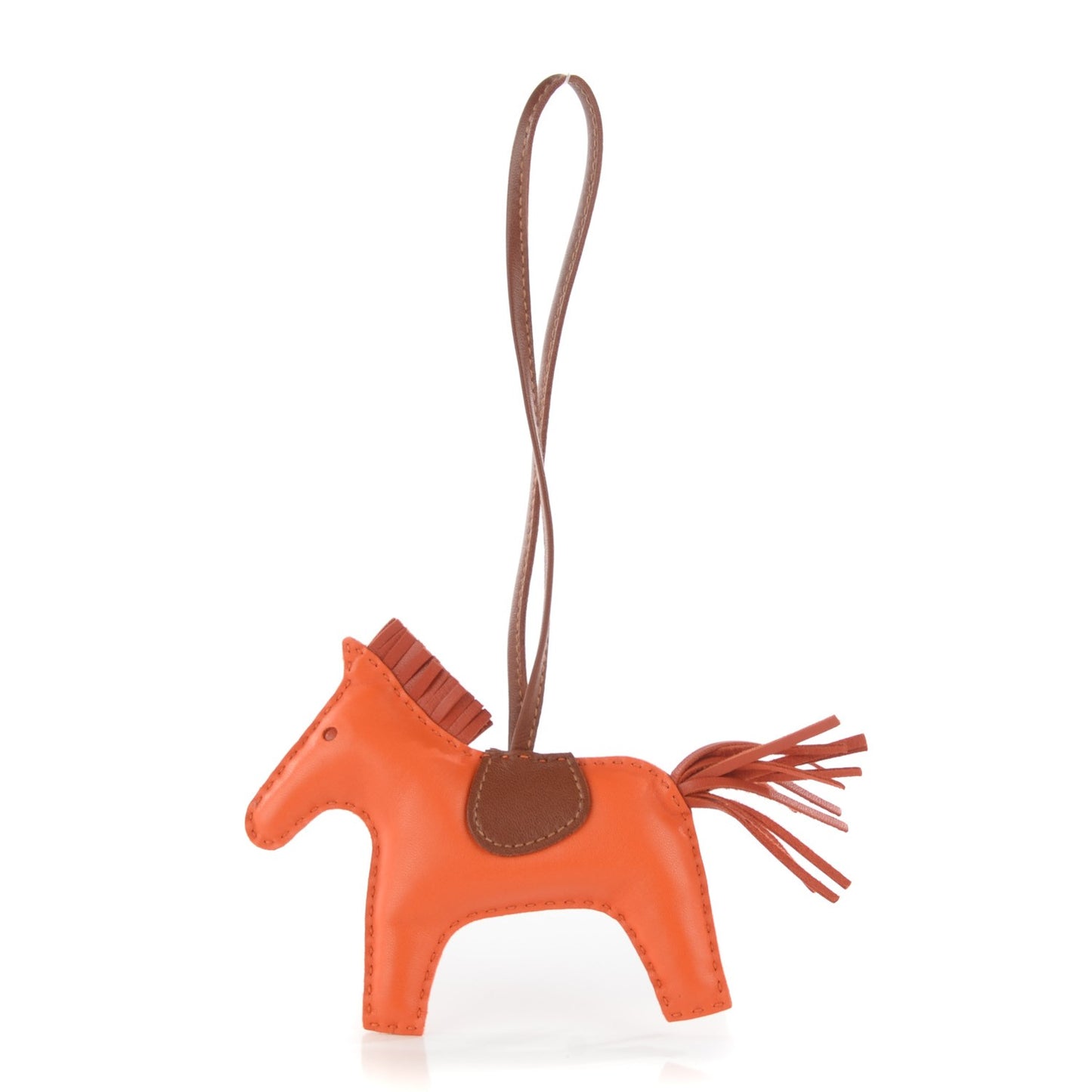 Milo Lambskin Grigri Rodeo Horse Bag Charm MM Feu Cornaline Fauve