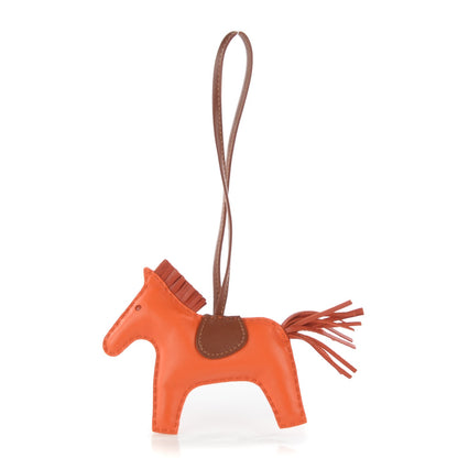 Hermes Milo Lambskin Grigri Rodeo Horse Bag Charm MM Feu Cornaline Fauve 1 of 4