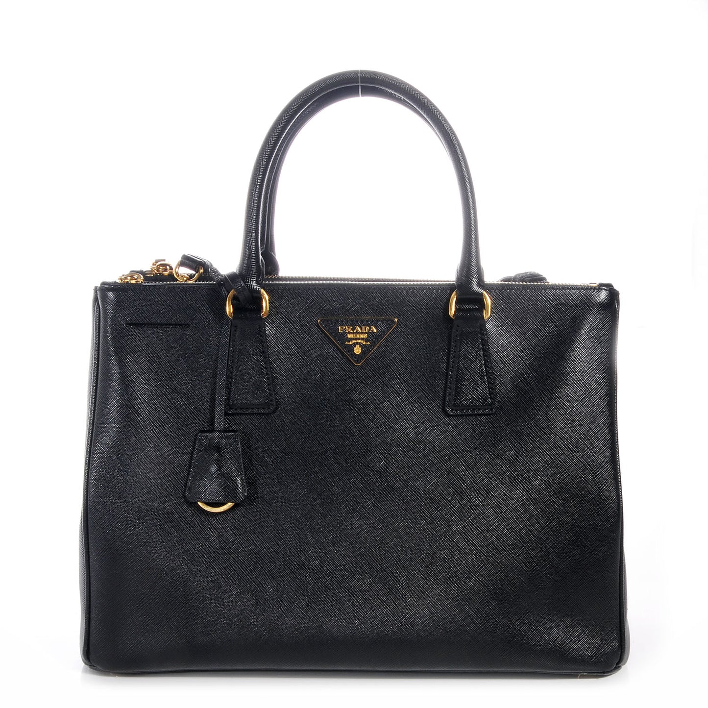 Saffiano Lux Medium Double Zip Tote Nero Black