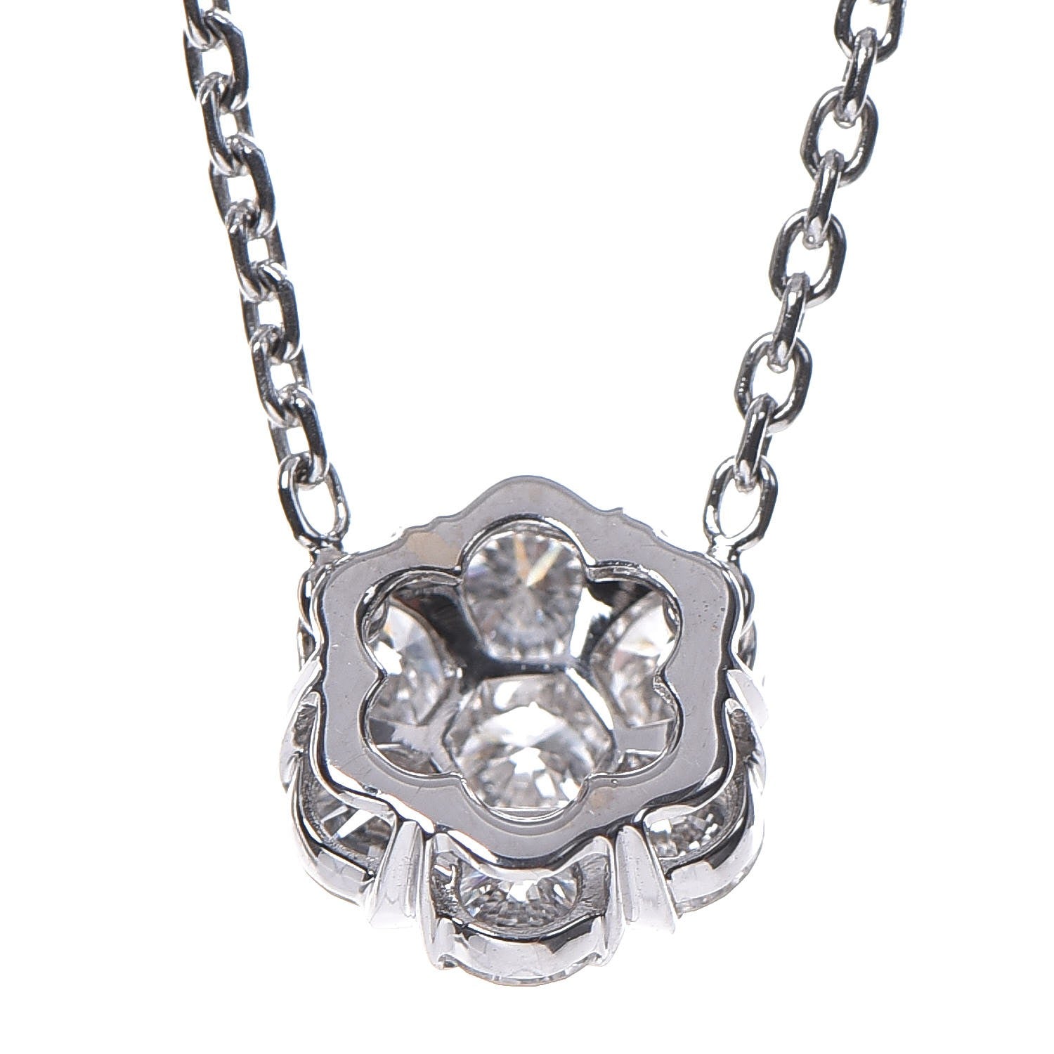 Van Cleef & Arpels 18K White Gold Diamond Large Fleurette Pendant Necklace 14 of 18