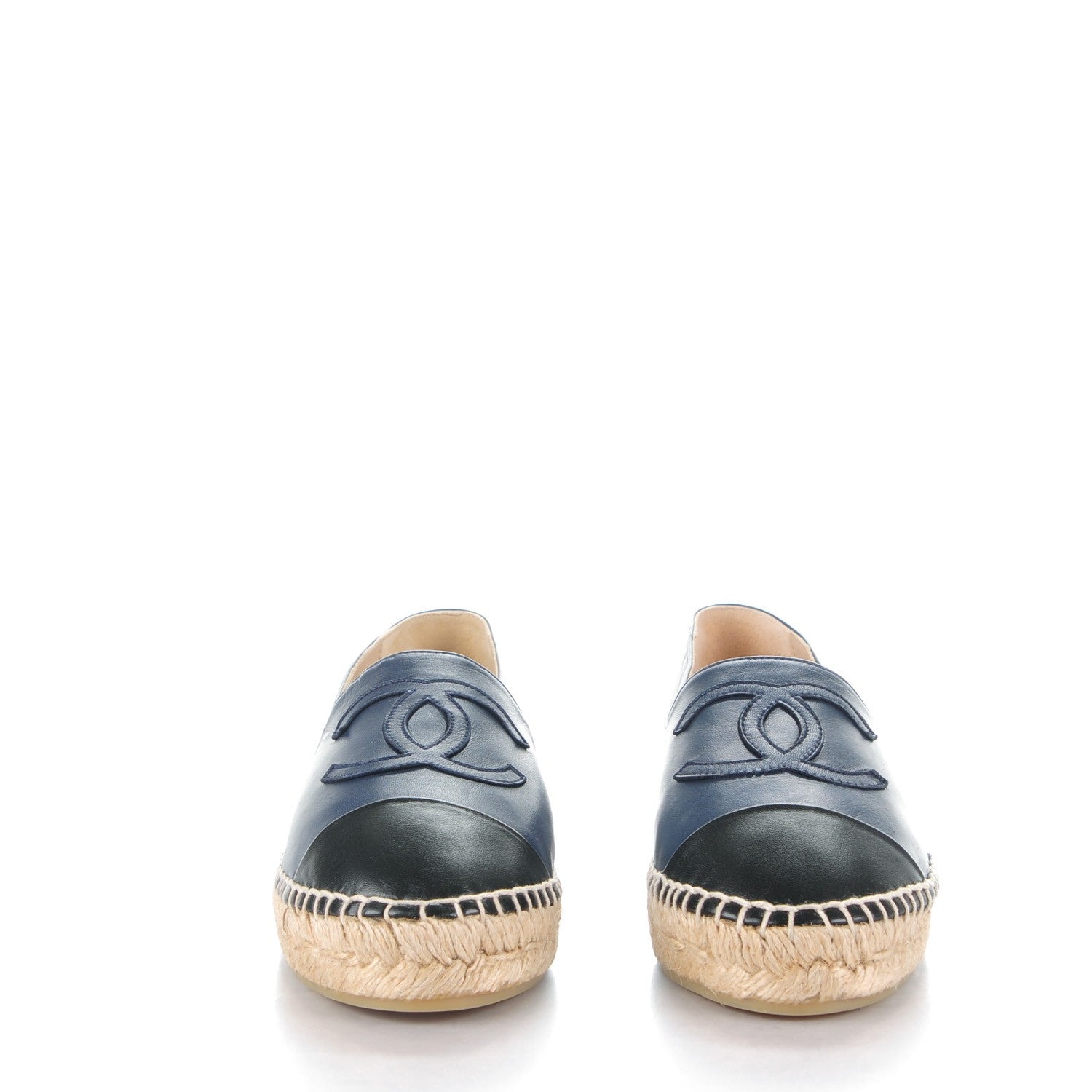Chanel Lambskin CC Espadrilles 38 Navy Black 2 of 9