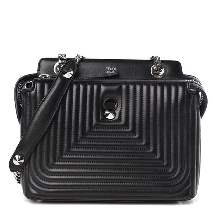 Fendi Shiny Nappa Trapuntata Small DotCom Click Chain Satchel Black 1 of 15