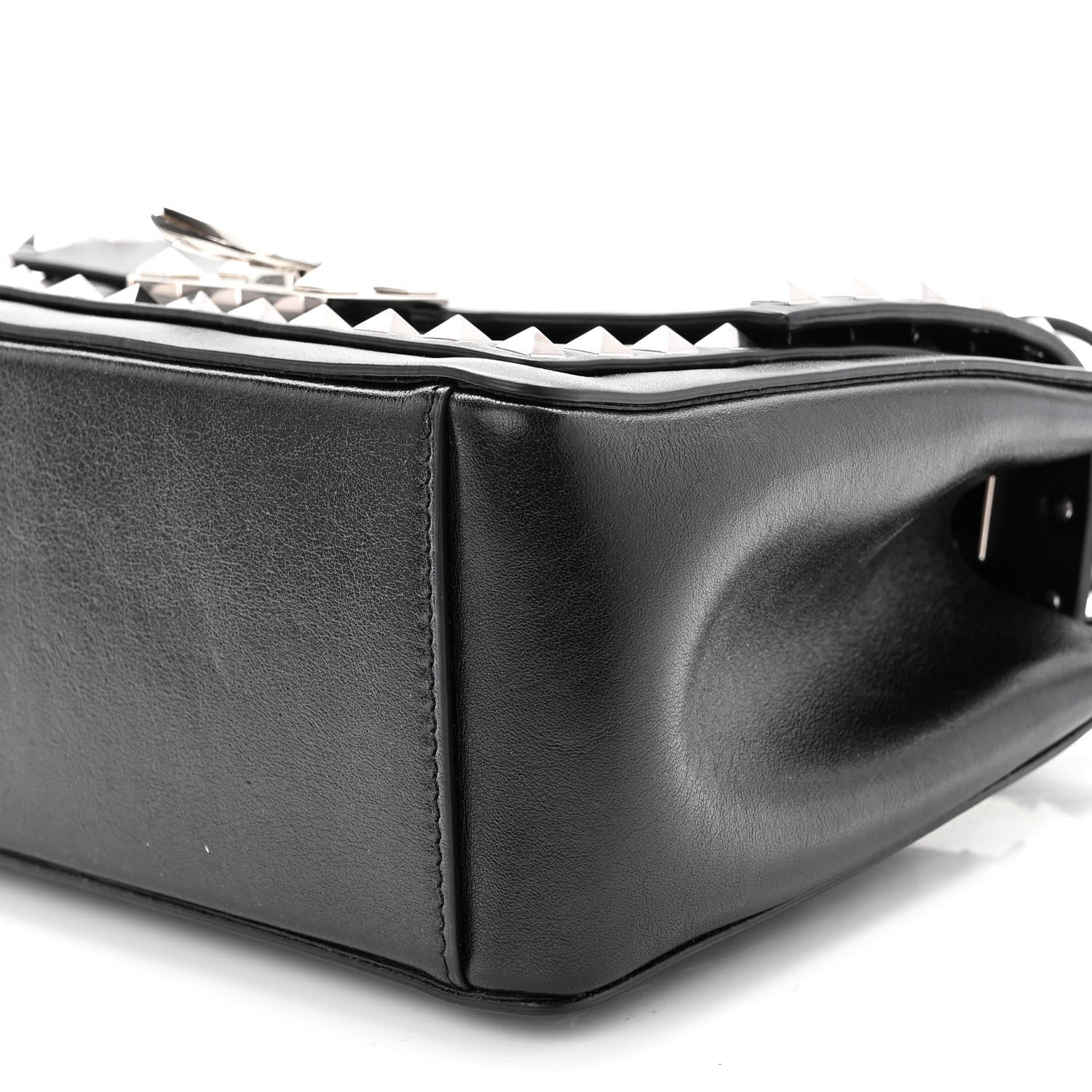 Valentino Garavani Vitello Rockstud Shoulder Flap Bag Black 8 of 8