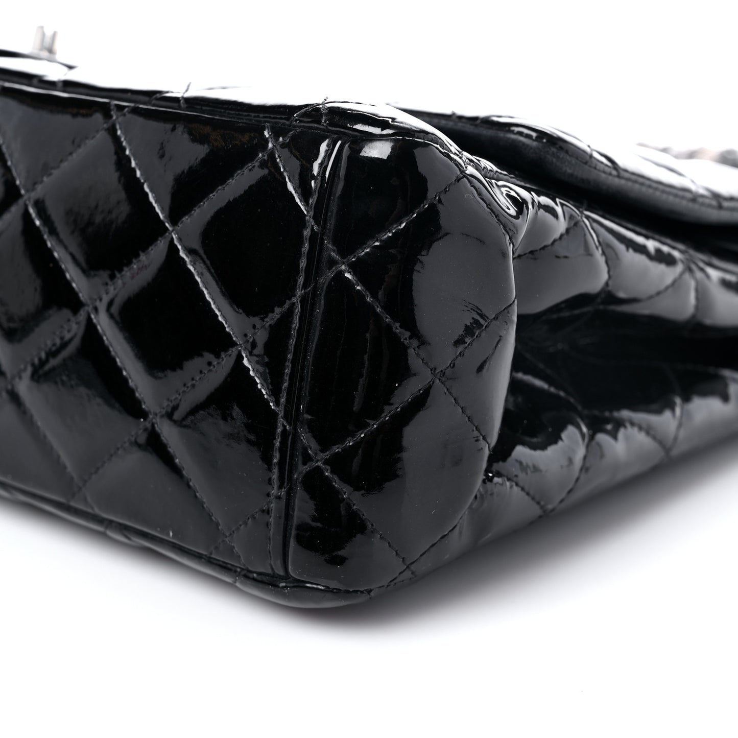 Patent Quilted Maxi Double Flap Black