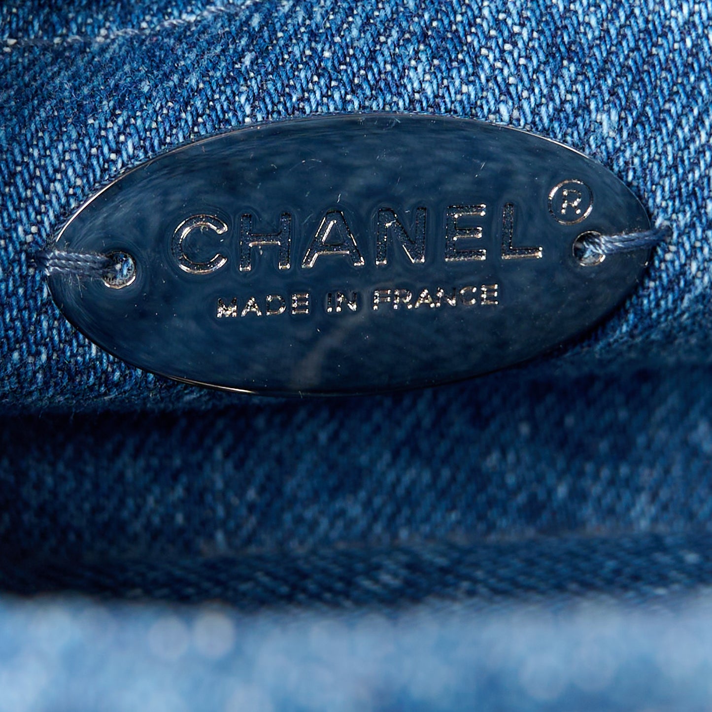 Denim CC Quilted Mini Square Flap Blue