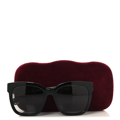Gucci Acetate Square Frame Web Glitter Sunglasses GG0034SN Black Green 7 of 7