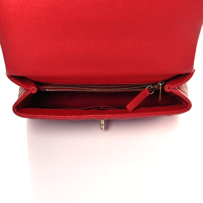 Chanel Caviar Lizard Embossed Quilted Small Coco Handle Flap Red 7 of 10