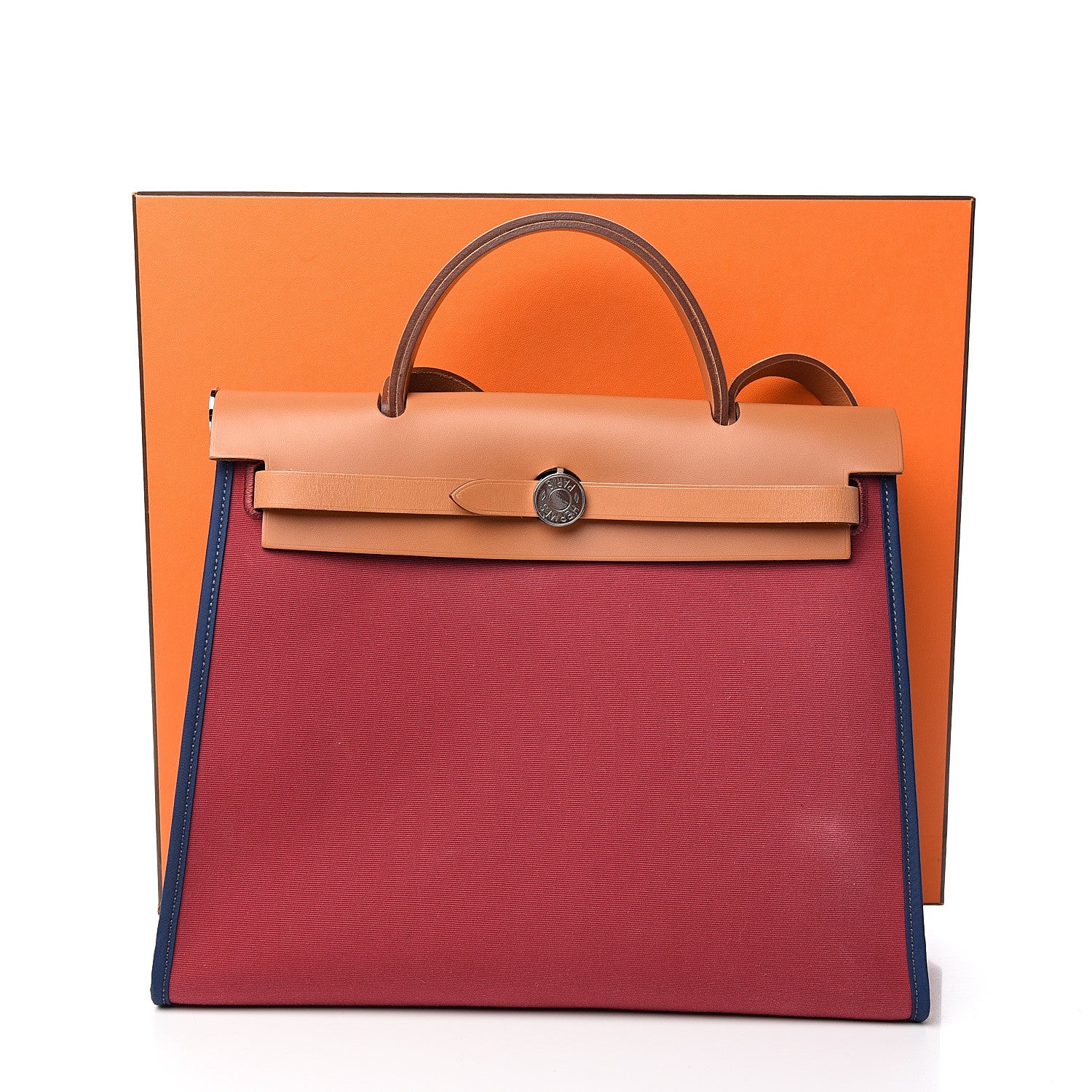 Hermes Vache Hunter Toile Herbag Zip 31 PM Rubis Bleu De Malte 10 of 10