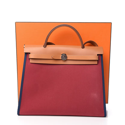 Hermes Vache Hunter Toile Herbag Zip 31 PM Rubis Bleu De Malte 10 of 10
