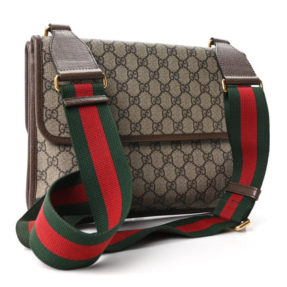 Gucci GG Supreme Monogram Web Neo Vintage Double Flap Messenger Bag Beige New Acero 3 of 10