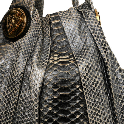 Gucci Snakeskin Medium Hysteria Top Handle Bag Black White 11 of 14