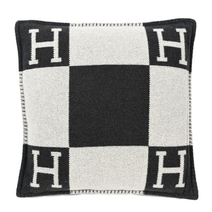 Hermes Wool Cashmere Avalon Pillow PM Ecru Gris Fonce 2 of 3