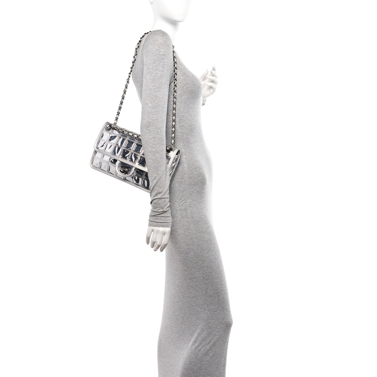 Chanel Vinyl Large Ice Cube Flap Silver 2 of 19