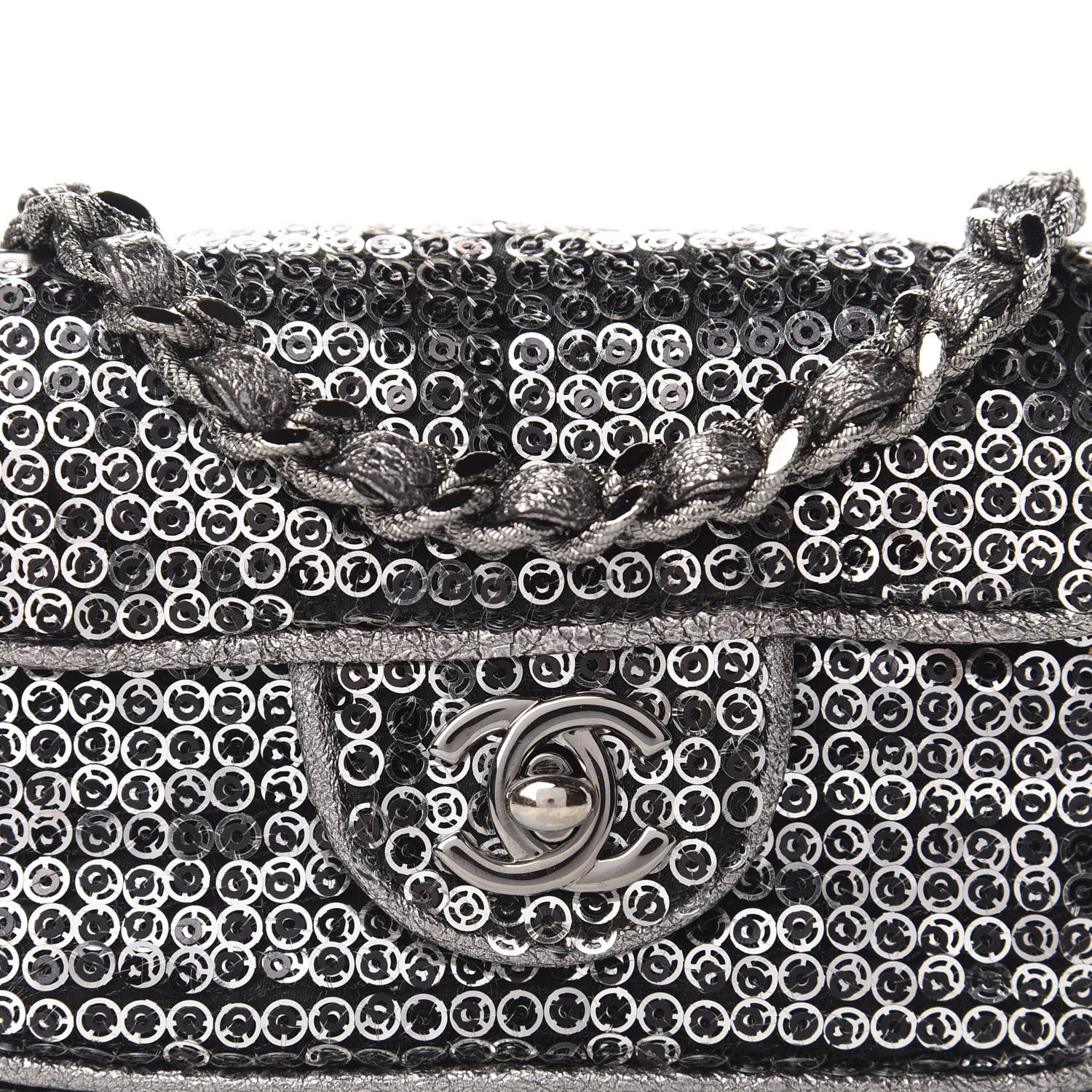 Chanel Sequin Micro Flap Dark Silver 11 of 12