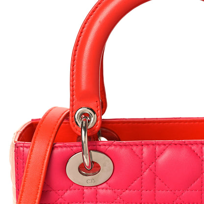 Christian Dior Lambskin Cannage Tri-Color Medium Lady Dior Orange Riviera Fuchsia Cosmopolitan Lipstick Natural 9 of 12