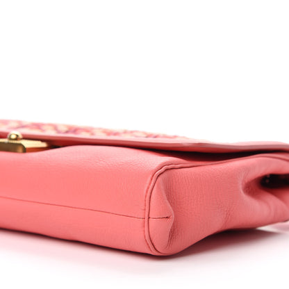 Jimmy Choo Calfskin Woven Clutch Pink 7 of 9