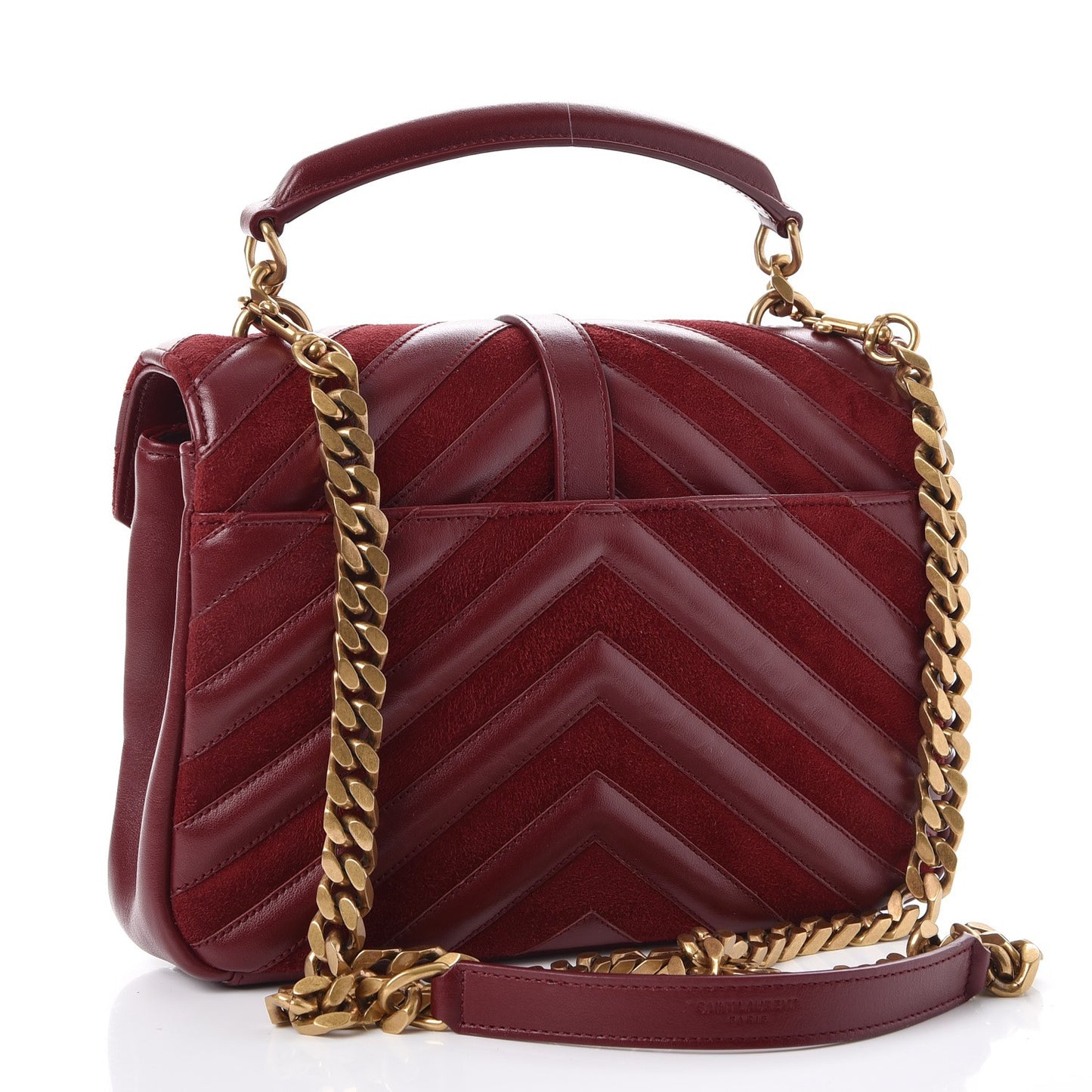 Calfskin Suede Matelasse Chevron Medium Monogram College Bag Burgundy