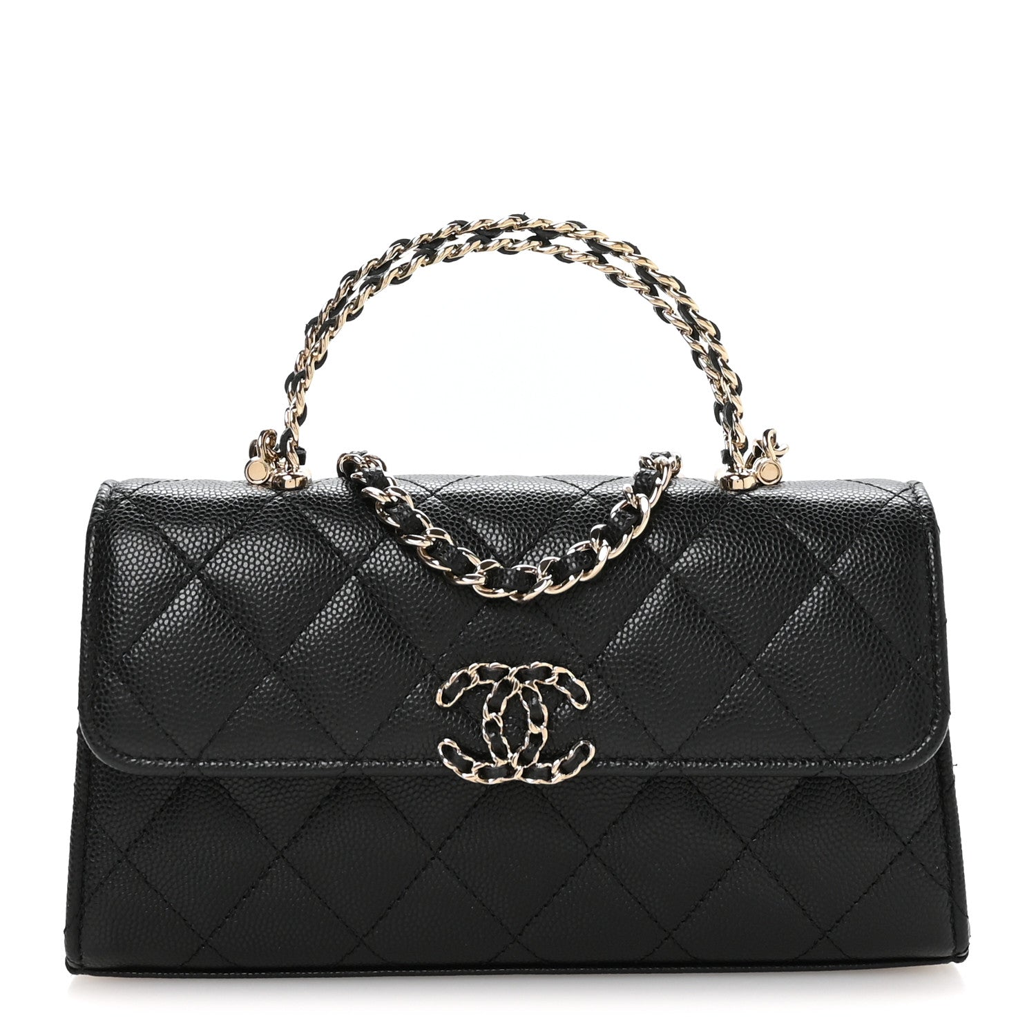 Chanel Caviar Quilted Chain Match Top Handle Phone Holder With Chain Black 1 of 10
