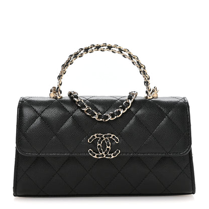 Chanel Caviar Quilted Chain Match Top Handle Phone Holder With Chain Black 1 of 10