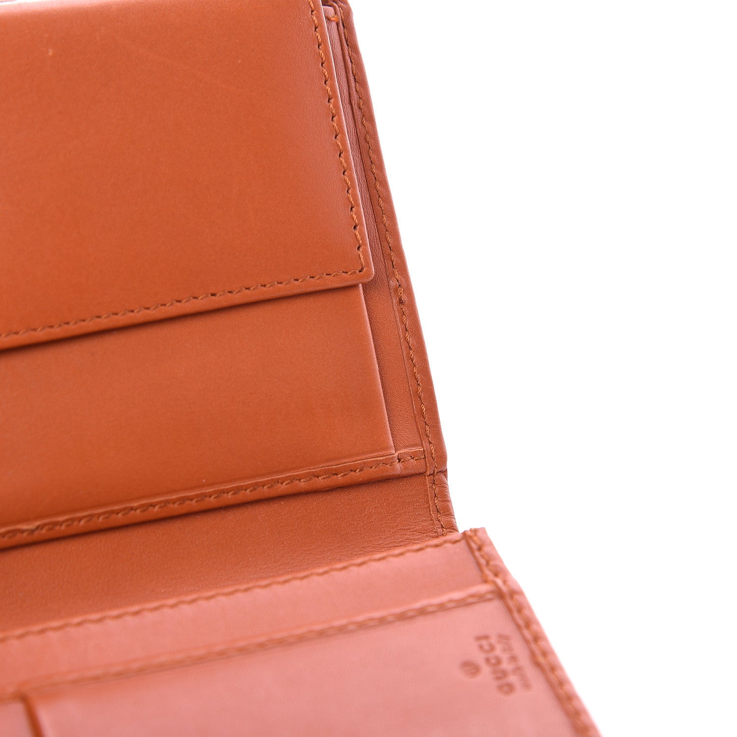 Gucci Monogram Calfskin Ladies Web Long Wallet Beige Ebony Orange 9 of 9