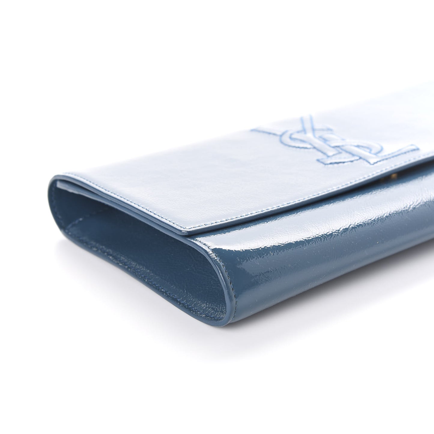 Textured Patent Monogram Large Belle De Jour Clutch Blue