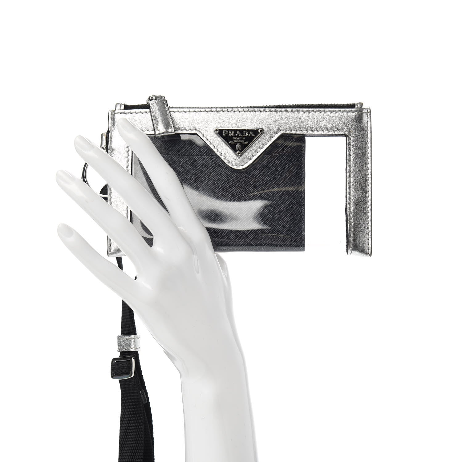 Prada Vernice Plexiglass Card Holder Argento 2 of 8