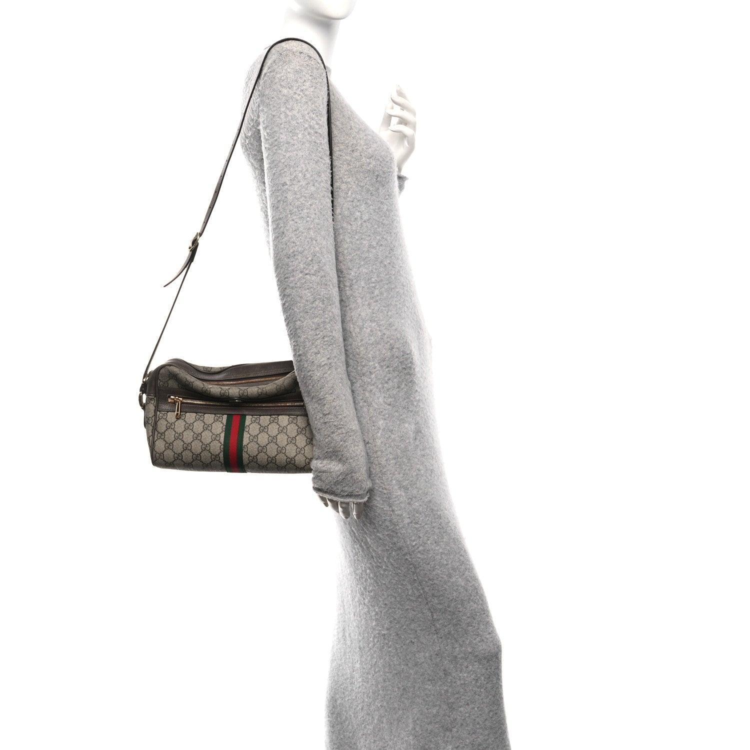 Gucci GG Supreme Monogram Web Small Ophidia Shoulder Bag Brown 2 of 10