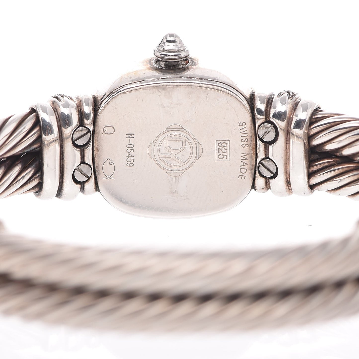 Sterling Silver Diamond Mother of Pearl 19mm Cable Chelsea Quartz Watch