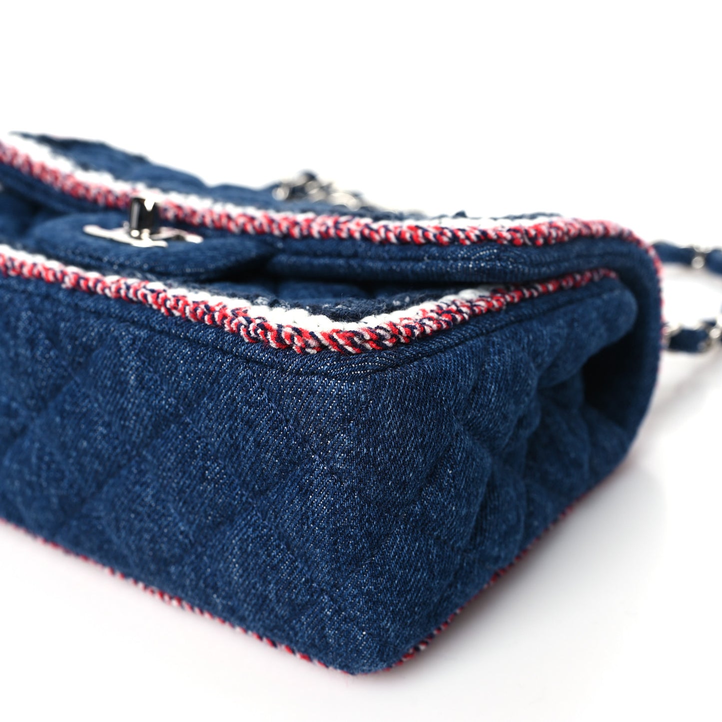 Denim Braided Mini Rectangular Flap Bag Blue