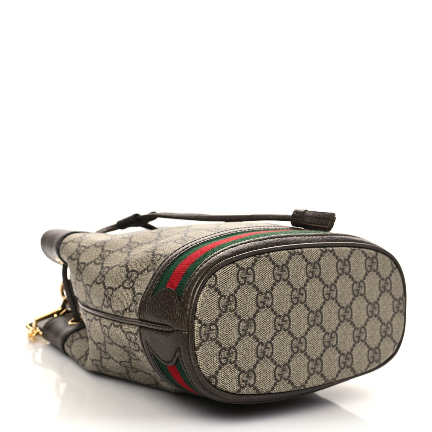 GG Supreme Monogram Web Small Ophidia Bucket Bag Brown