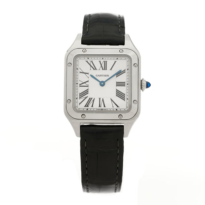 Cartier Stainless Steel Alligator 27.5mm Santos Dumont Quartz Watch 1 of 4