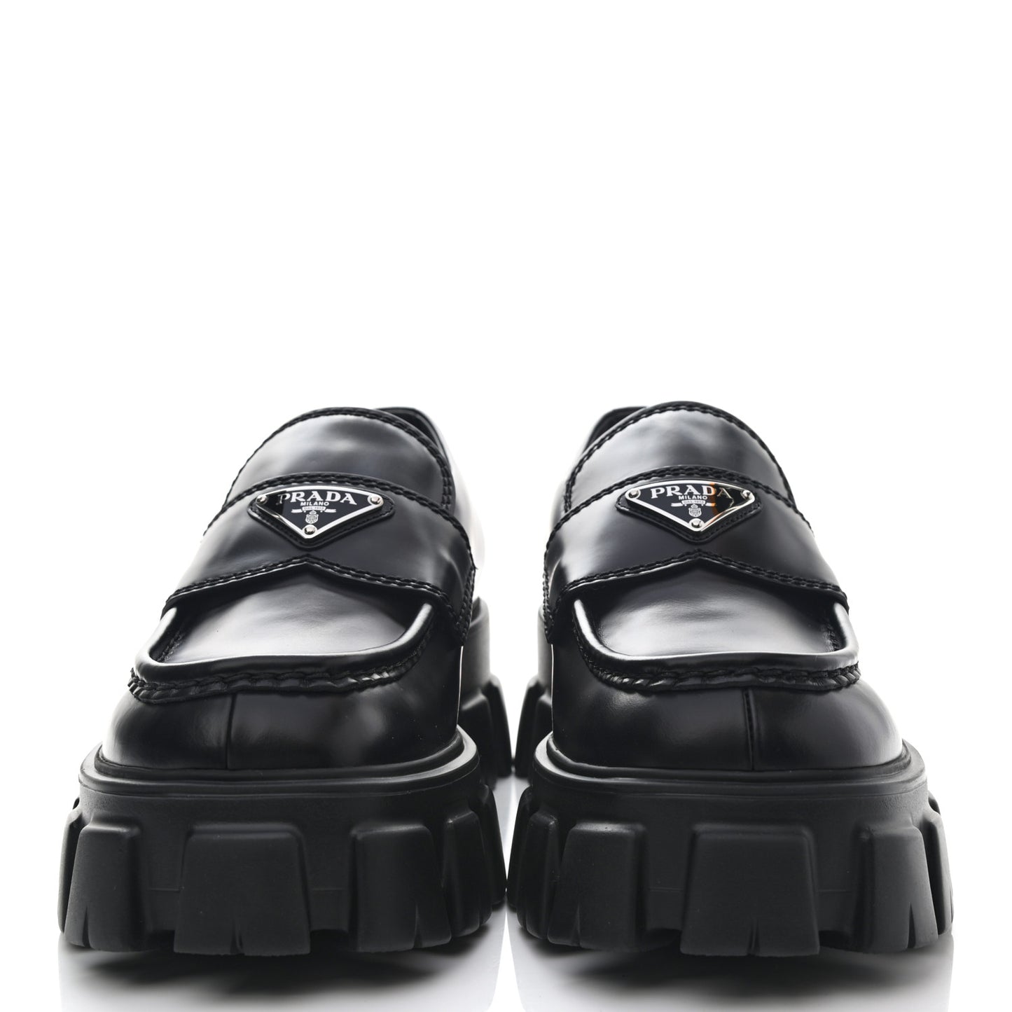 Spazzolato Rois Metal Triangle Logo Mens Monolith 60mm Loafers 6 Black