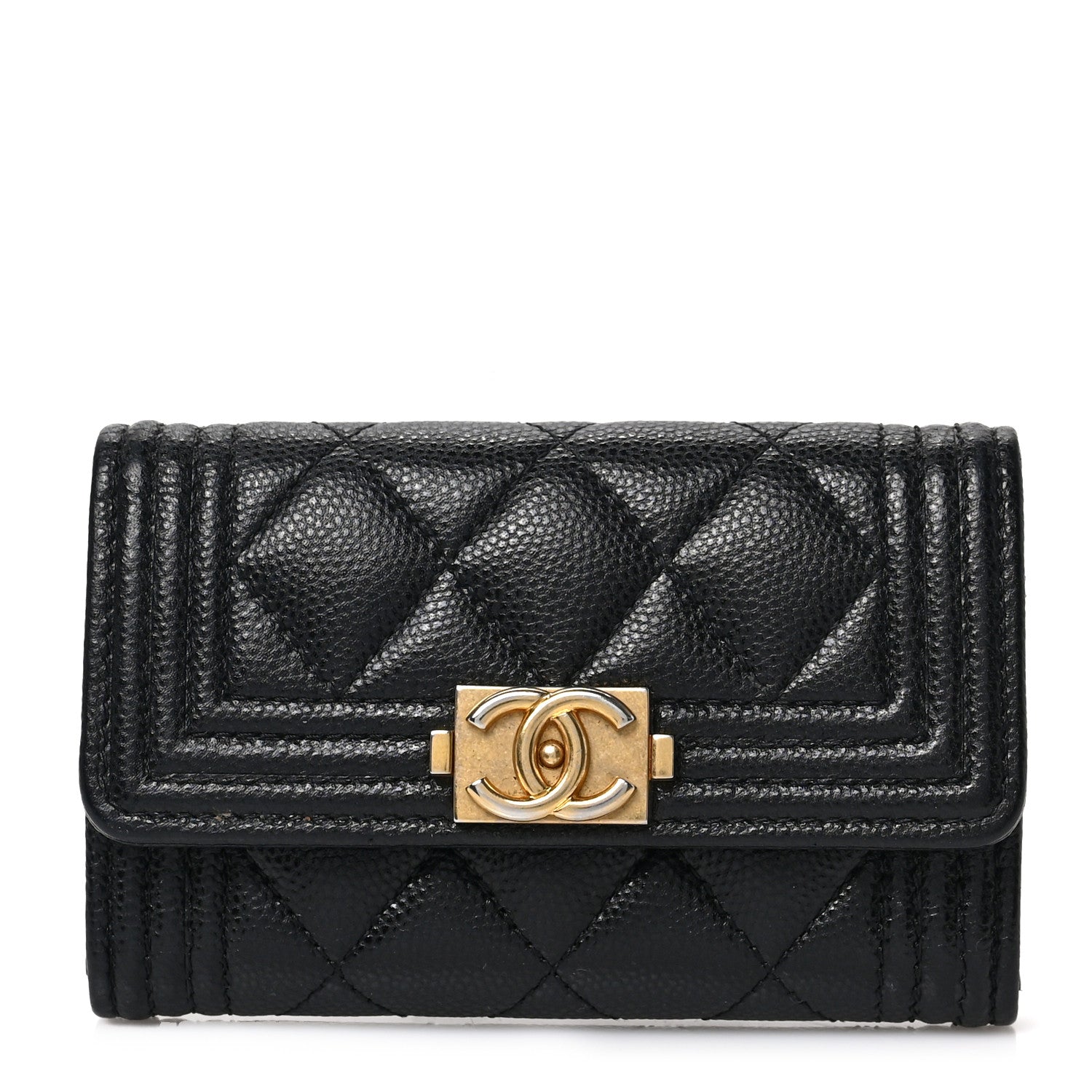 Chanel Caviar Quilted Boy Flap Card Holder Black 1 of 8