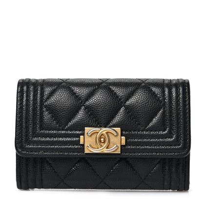 Chanel Caviar Quilted Boy Flap Card Holder Black 1 of 8