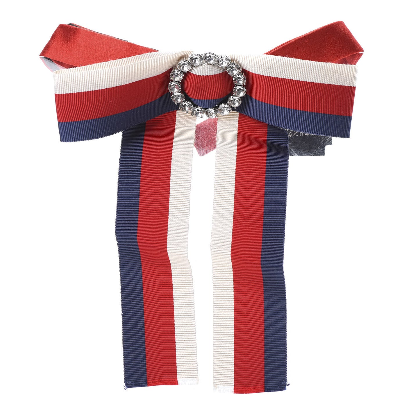 Grosgrain Web Crystal Neck Bow White Blue Red