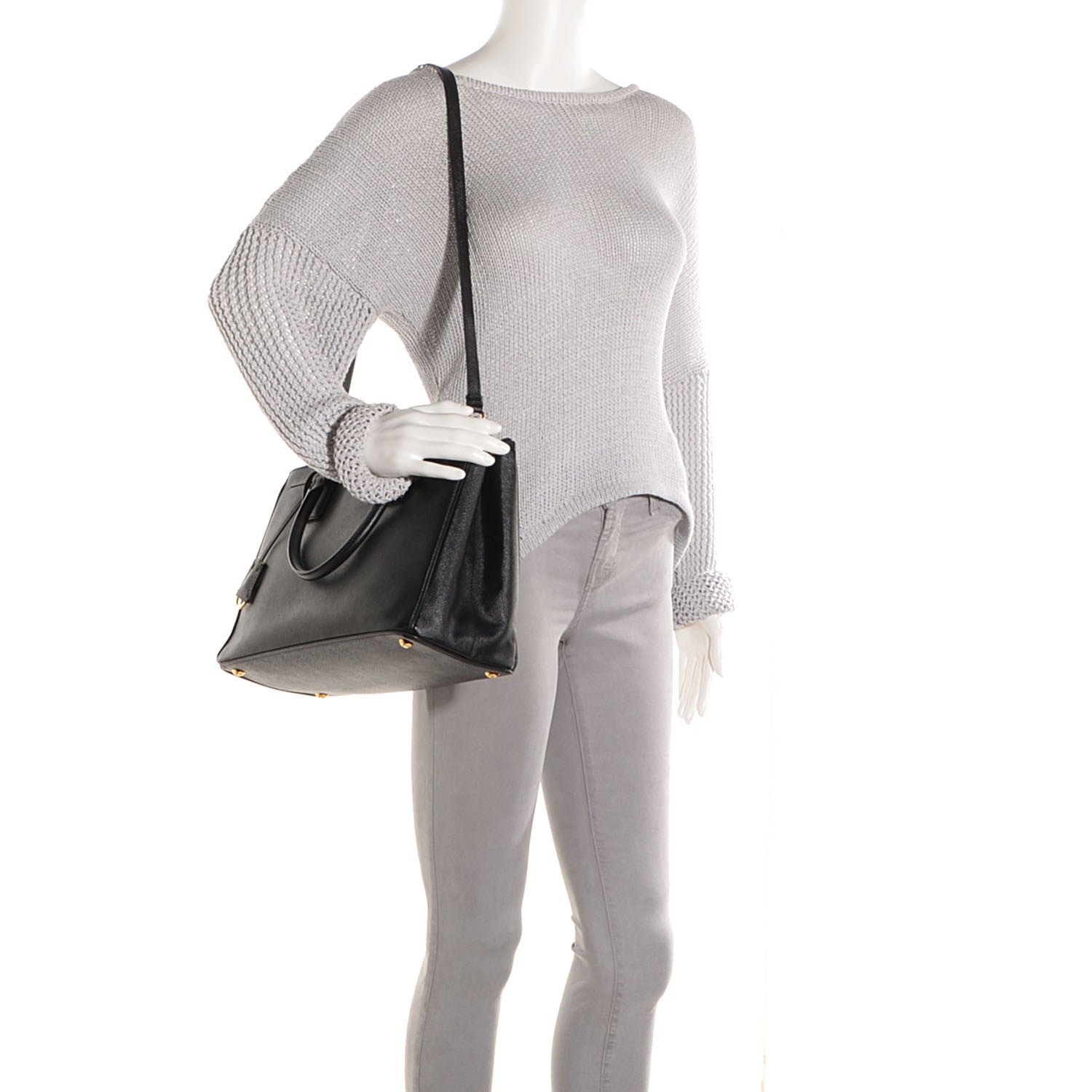 Prada Saffiano Lux Medium Double Zip Tote Nero Black 2 of 11