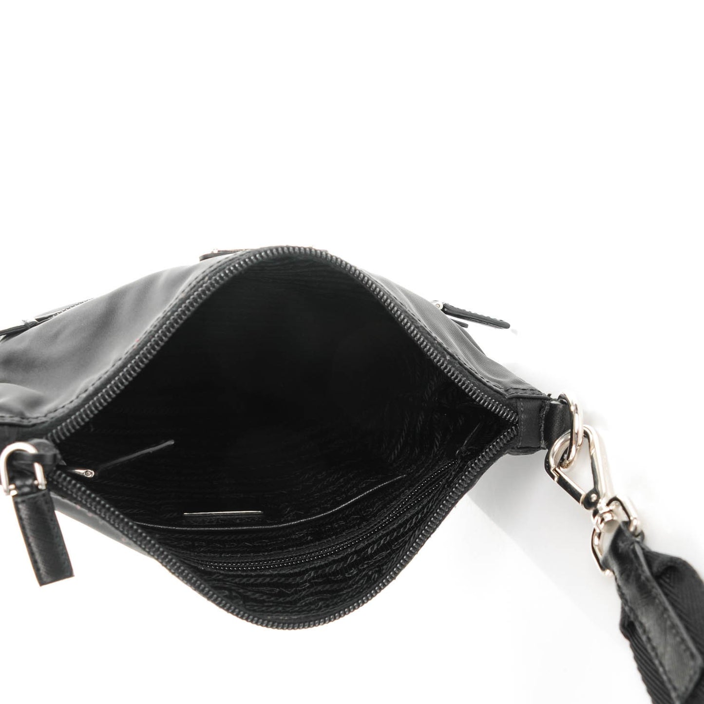 Tessuto Nylon Small Flat Messenger Bag Black
