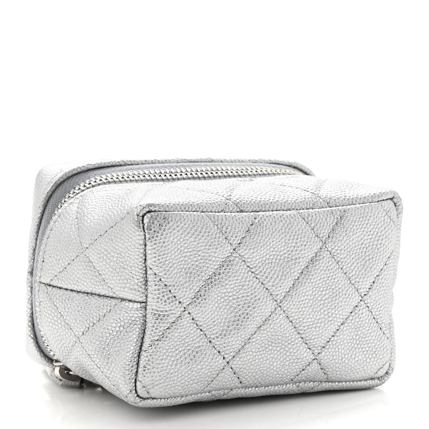 Chanel Metallic Caviar Quilted Mini Top Handle Vanity With Chain Silver 4 of 10
