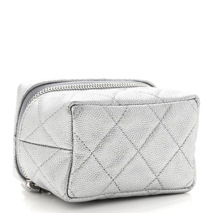 Chanel Metallic Caviar Quilted Mini Top Handle Vanity With Chain Silver 4 of 10