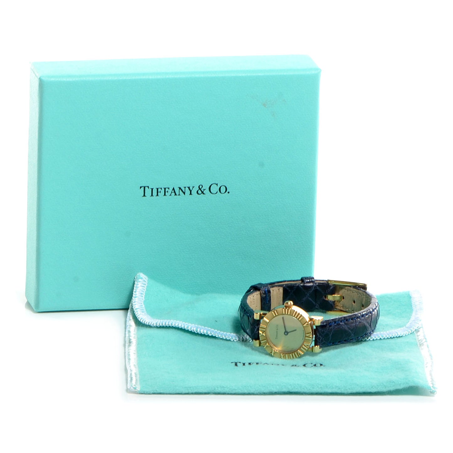 18K Yellow Gold Alligator 24mm Atlas Quartz Watch Gold