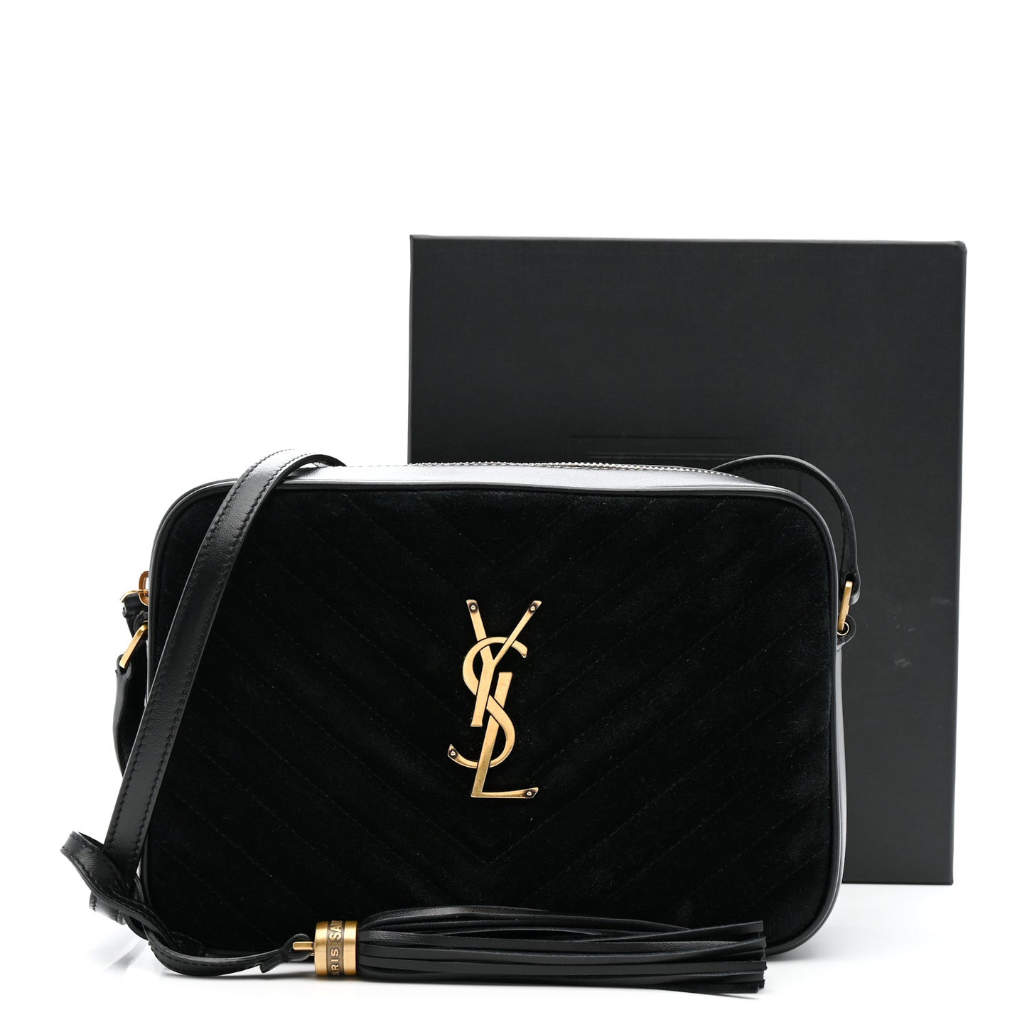 Suede Calfskin Monogram Lou Camera Bag Black