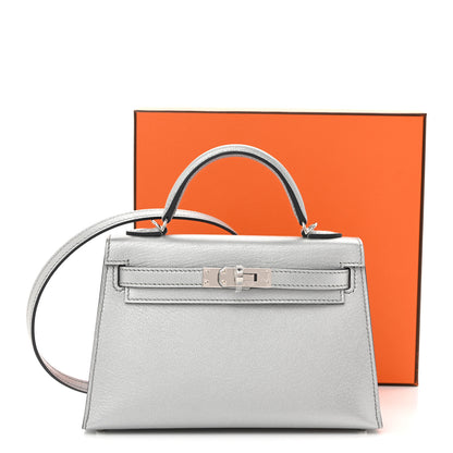 Hermes Metallic Chevre Chamkilight Mini Kelly Sellier 20 Argent 11 of 11