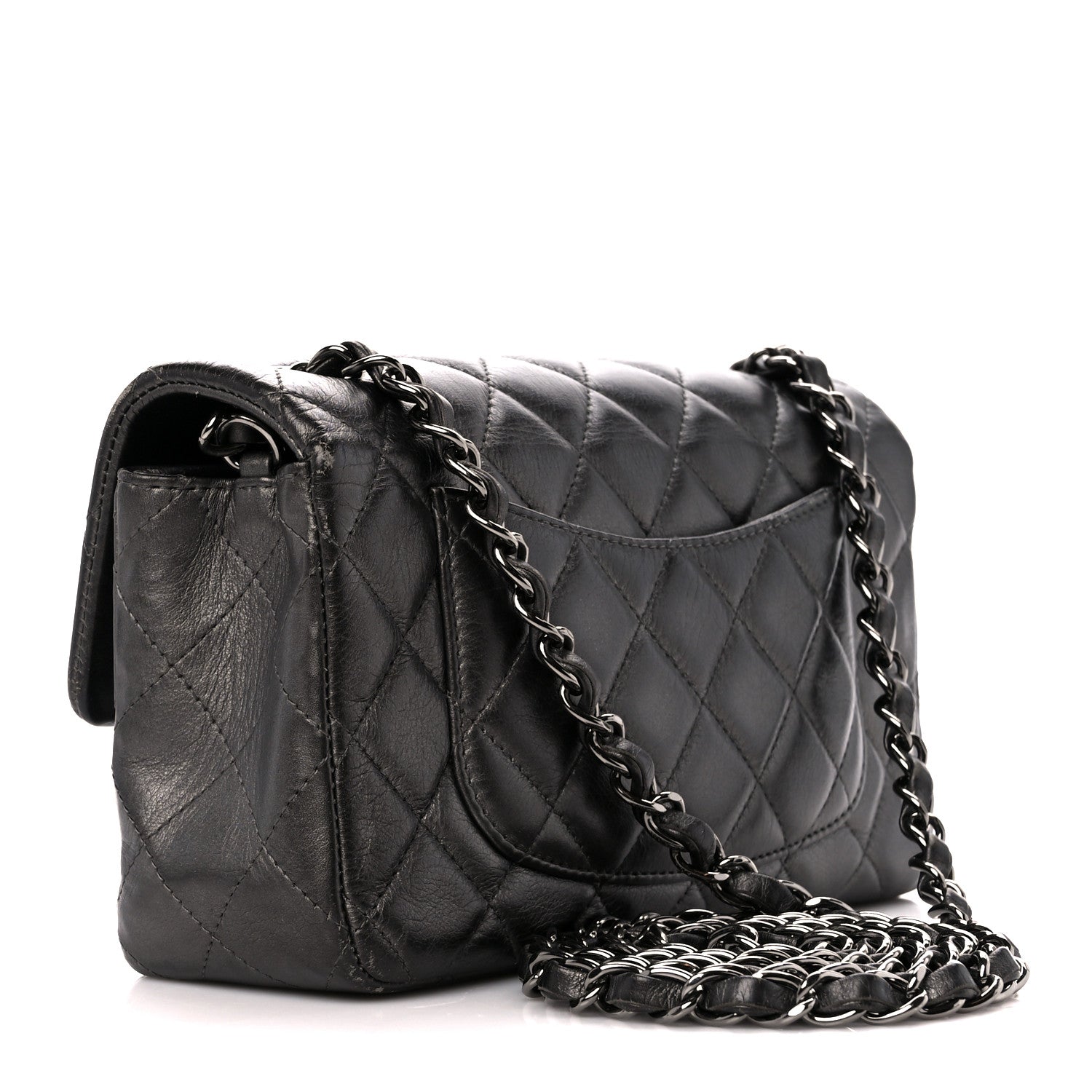 Chanel Metallic Calfskin Quilted Mini Rectangular Flap Grey 3 of 11