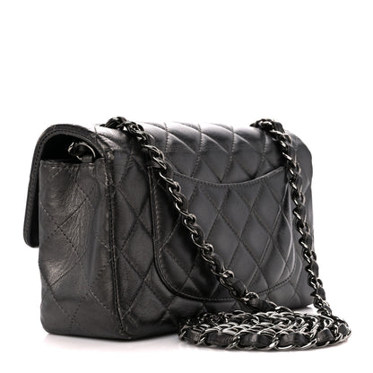 Chanel Metallic Calfskin Quilted Mini Rectangular Flap Grey 3 of 11