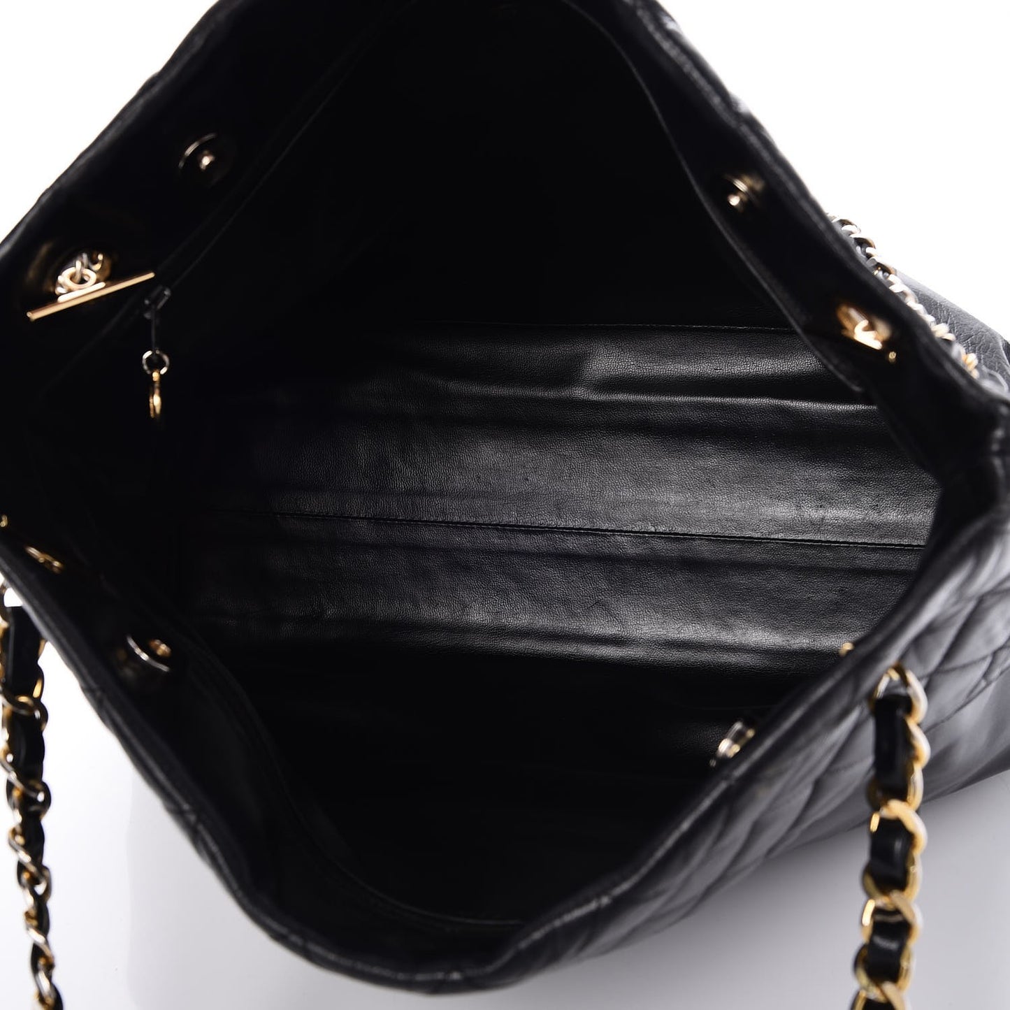 Calfskin Quilted Large Shoulder Bag Black
