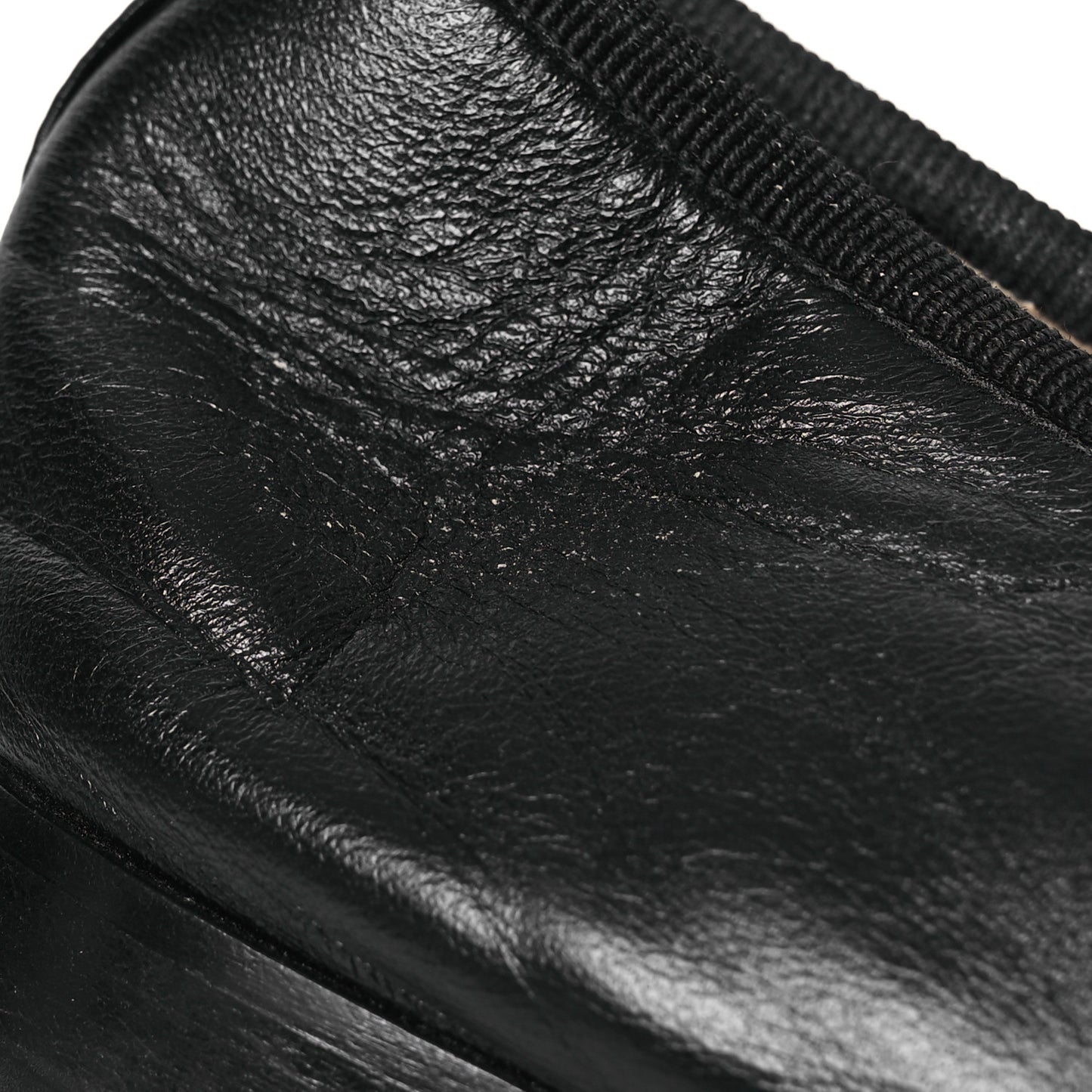 Lambskin Patent Cap Toe Ballerina Flats 38.5 Black