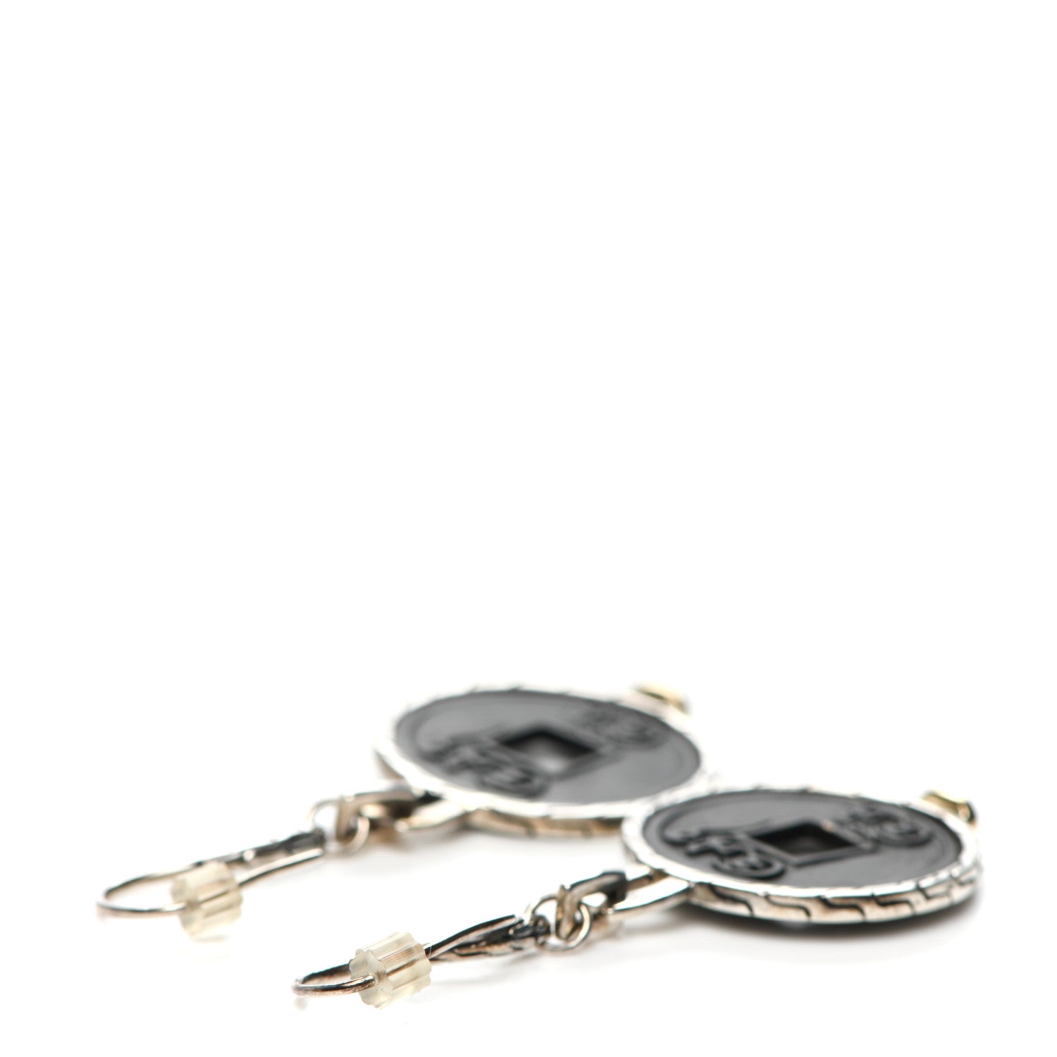 John Hardy Sterling Silver Garnet Batu Chain Coin Drop Earrings 3 of 3