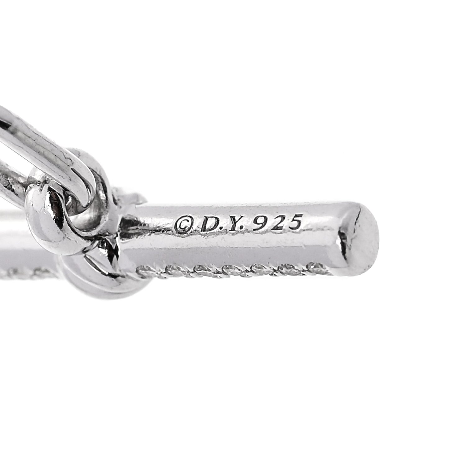 Sterling Silver Diamond 3.5mm DY Madison Pave Toggle Chain Micropave Peace Sign Amulet Pave Heart Amulet Necklace